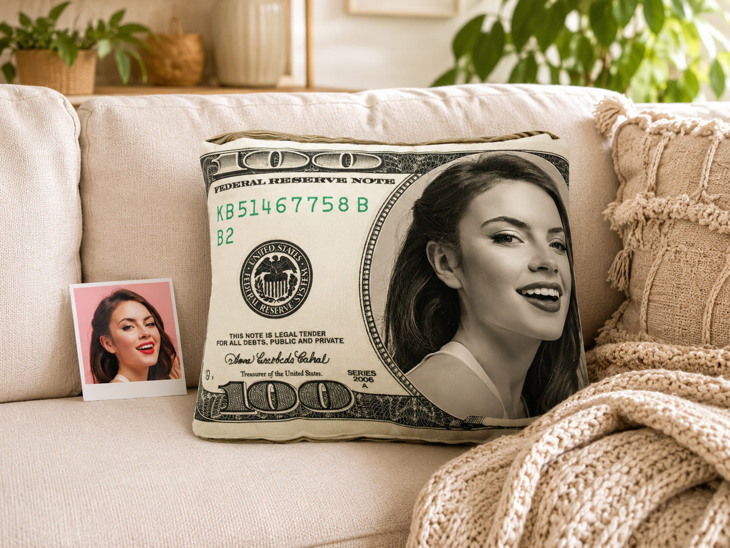 Kişiye Özel Fotoğraflı 100 Dolar Deste Yastık 94736