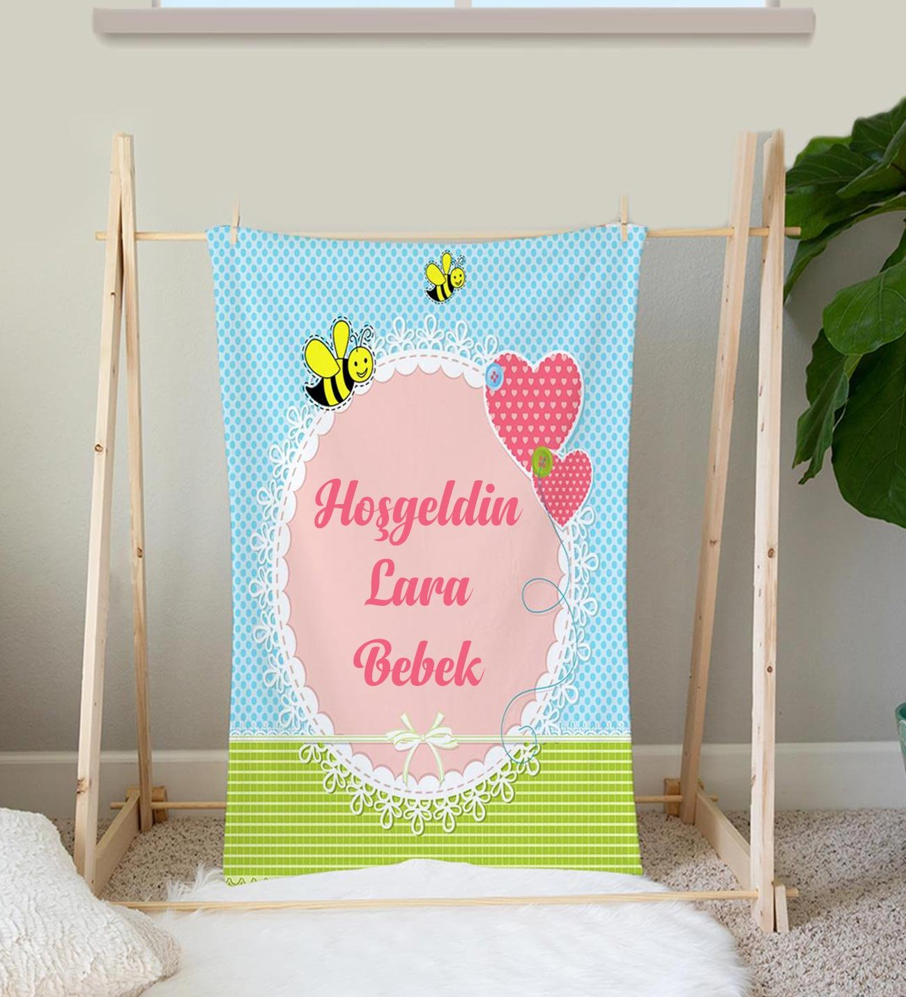 Kişiye Özel İsimli Hoşgeldin Bebek Battaniyesi 92749