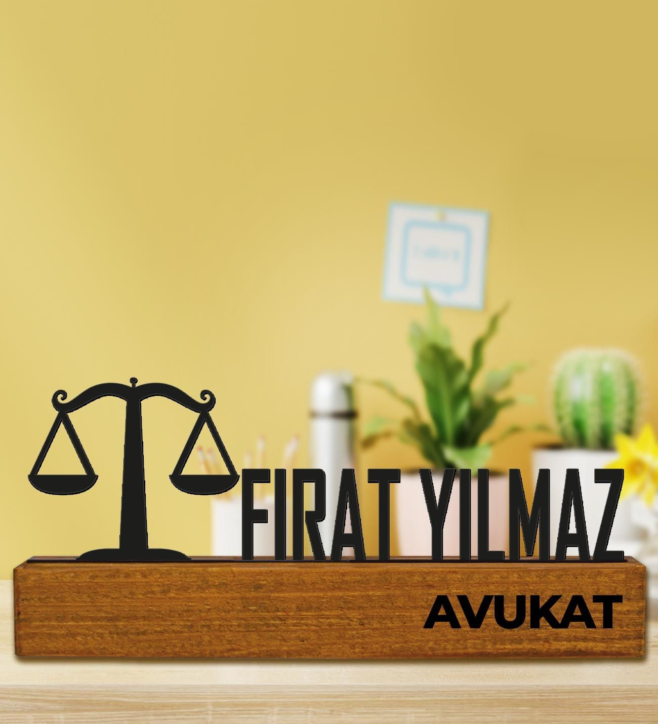 Kişiye Özel Tasarım Doğal Ağaç Masaüstü İsimlik