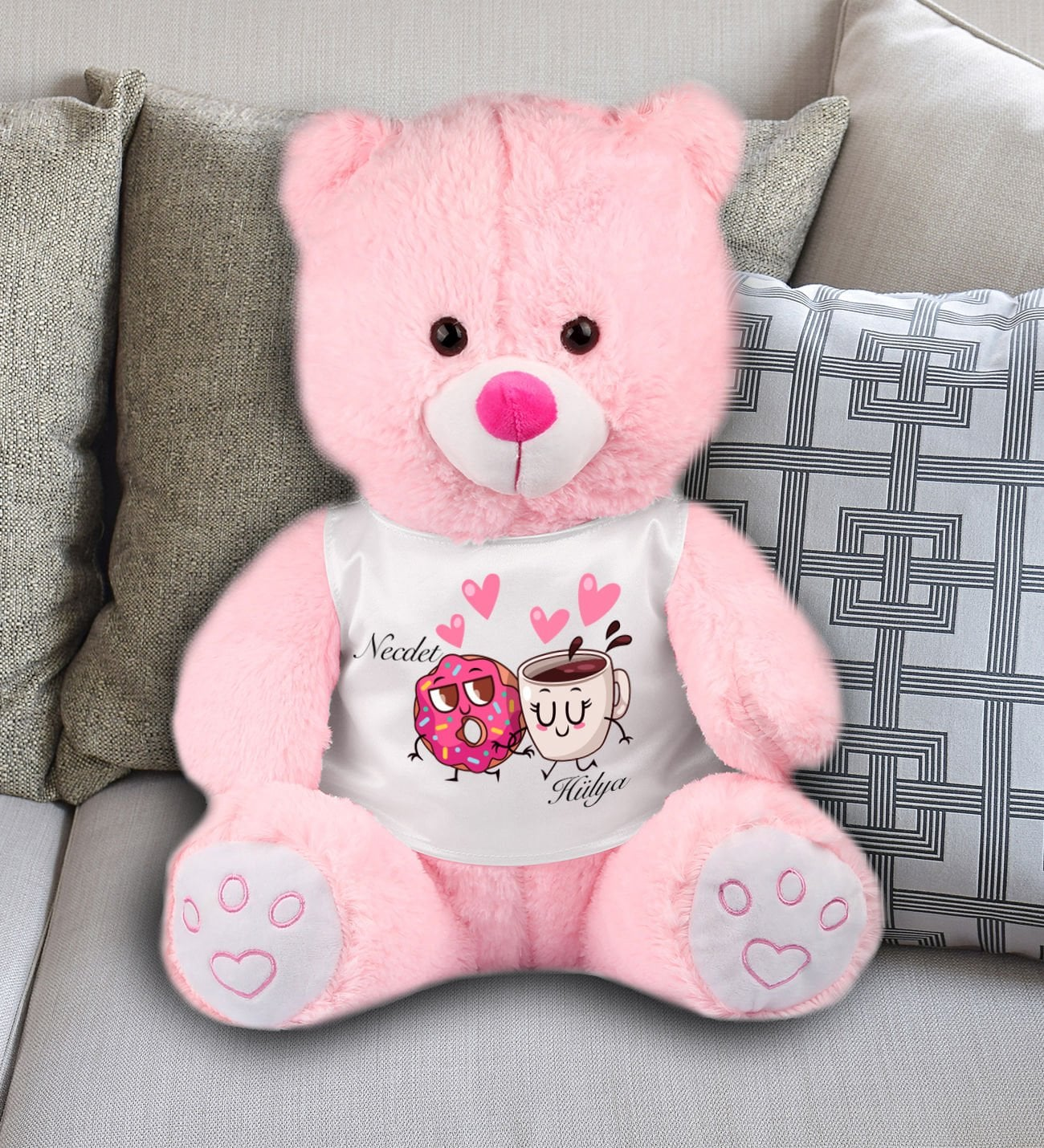 Kişiye Özel Kurabiye Sevgilim Temalı Peluş Ayıcık 45 cm