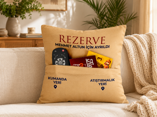 Kişiye Özel Tasarım Atıştırmalık Ve Kumanda Cepli Yastık 111588