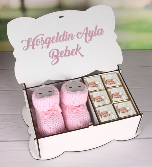 Kişiye Özel Çikolatalı Nazarlı Hoşgeldin Bebek Hediye Seti 89262