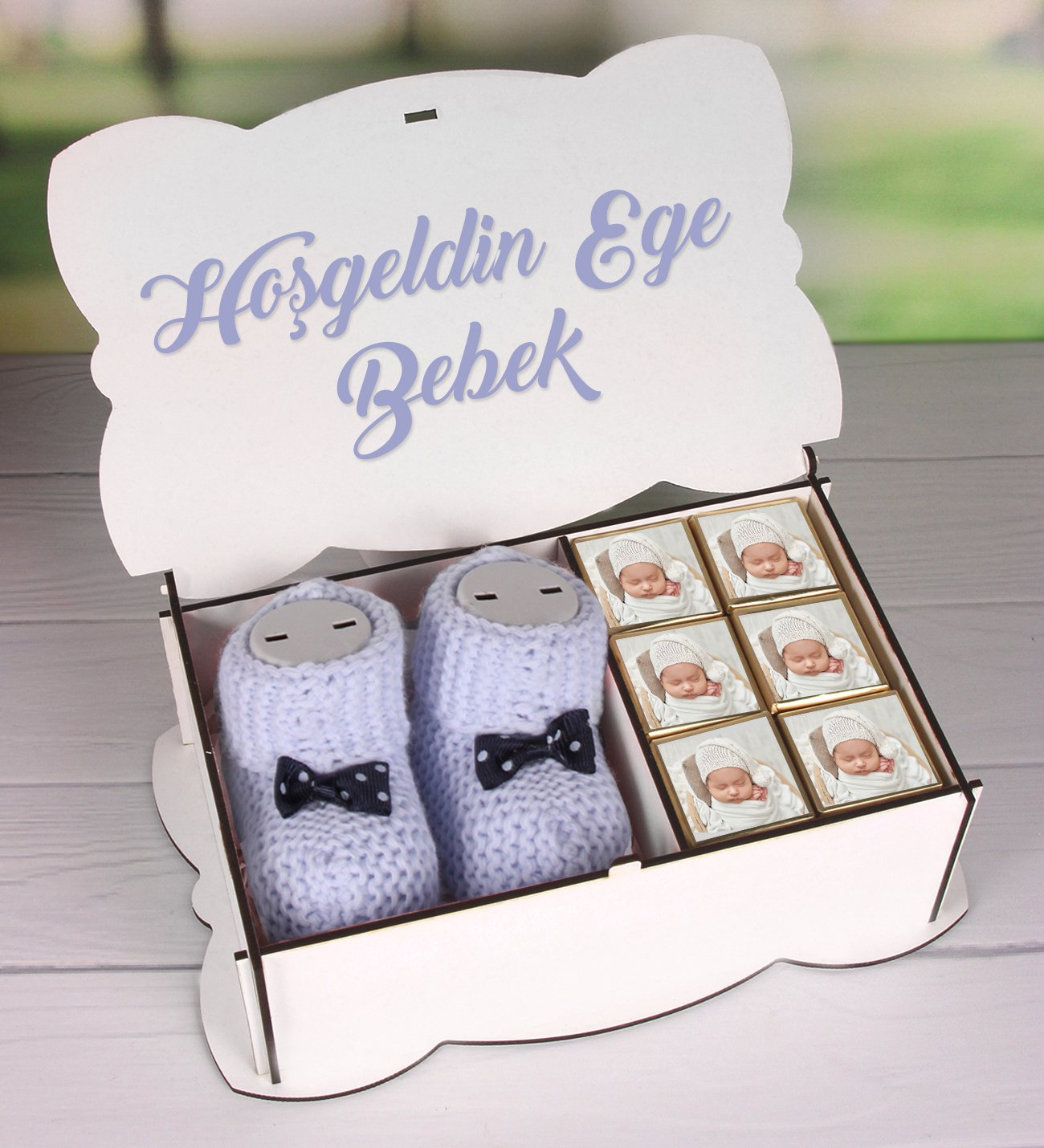 Kişiye Özel Çikolatalı Nazarlı Hoşgeldin Bebek Hediye Seti 89262