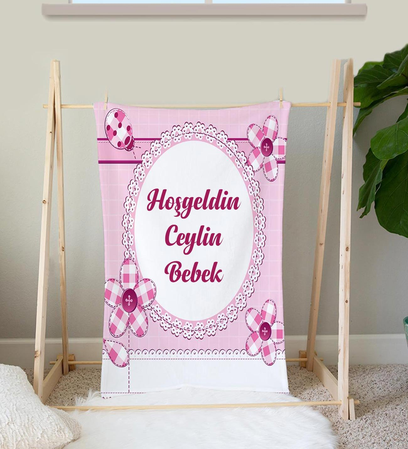 Kişiye Özel İsimli Hoşgeldin Bebek Battaniyesi 92749