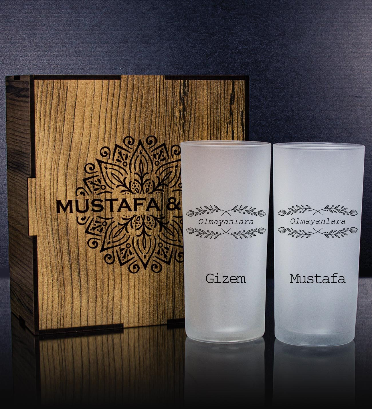 Kişiye Özel Kutusunda 2'li Rakı Bardağı Hediye Seti 107174