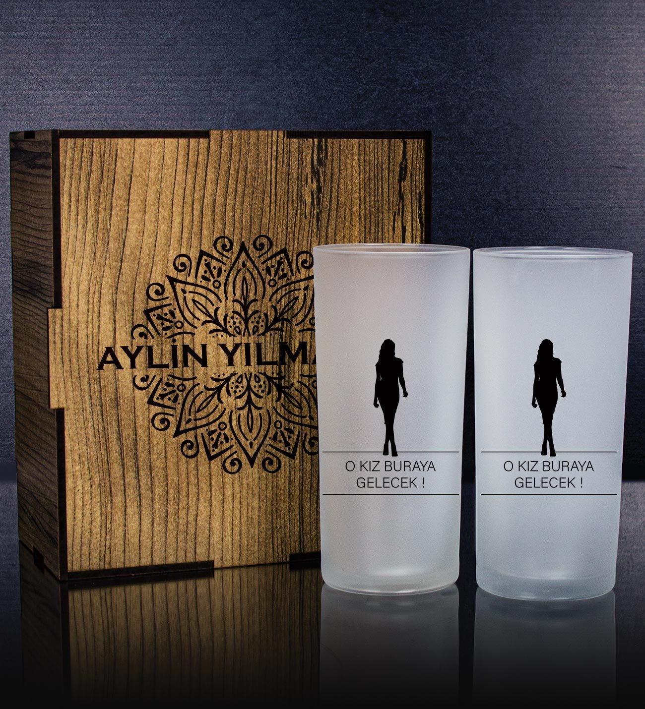 Kişiye Özel Kutusunda 2'li Rakı Bardağı Hediye Seti 107209