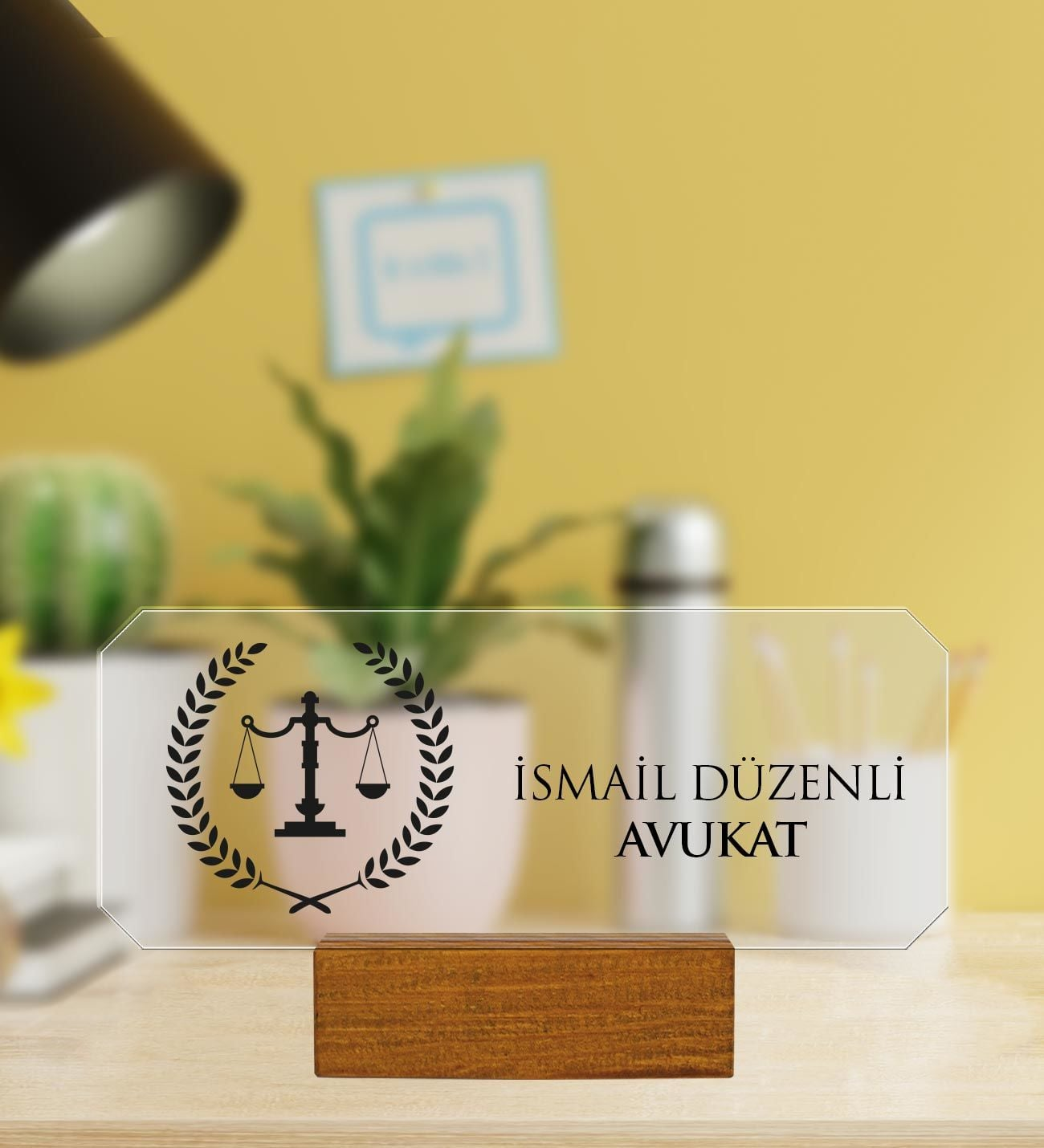 Kişiye Özel Tasarım Doğal Ağaç Masaüstü İsimlik