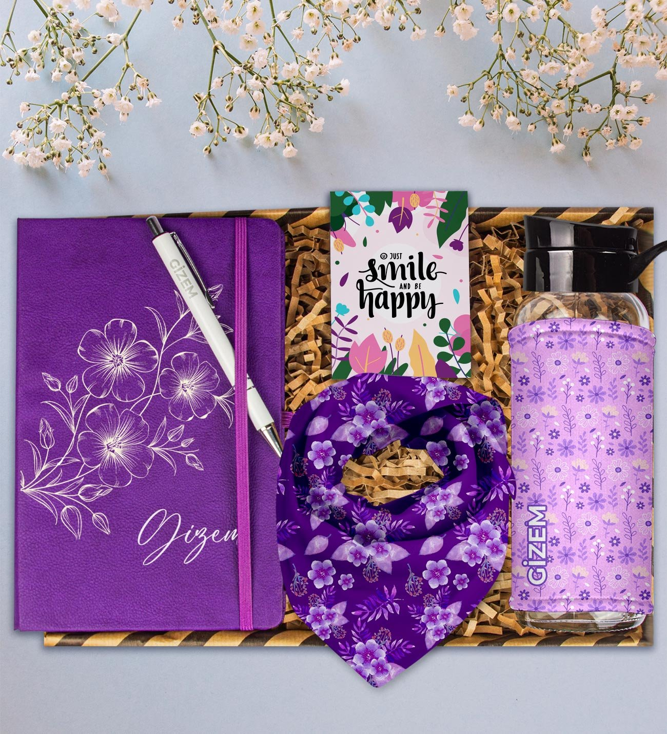 Kişiye Özel Tasarım Defter & Kalem & Matara & Fular Hediye Kutusu