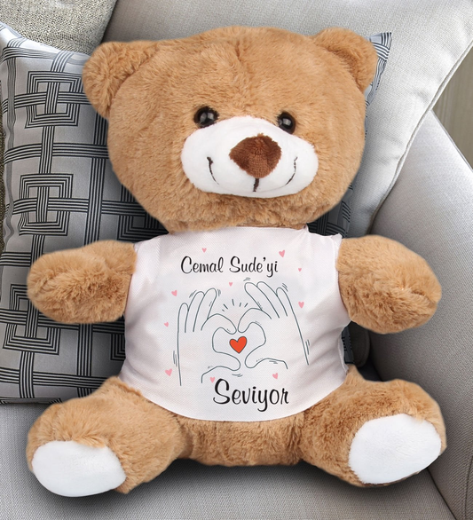 Kişiye Özel Kim Kimi Seviyor Temalı Peluş Ayıcık 23 cm