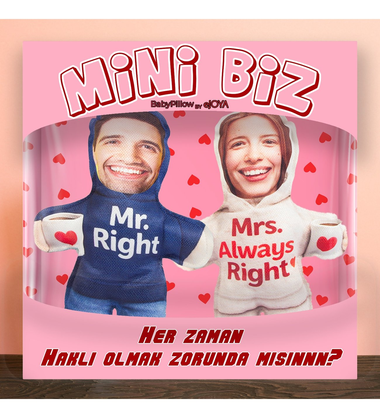 MiniBiz Sevgililer Günü Kim Haklı Kişiye Özel Fotoğraflı İkili Yastık Seti
