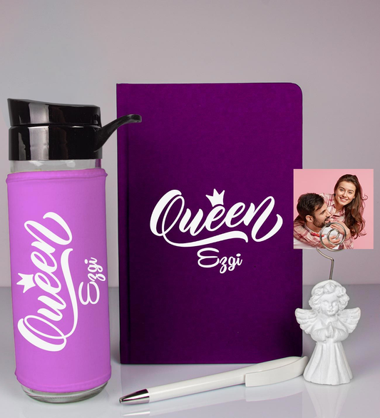 Kişiye Özel Defter Kalem Matara Ve Fotoğraflı Notluk Hediye Seti
