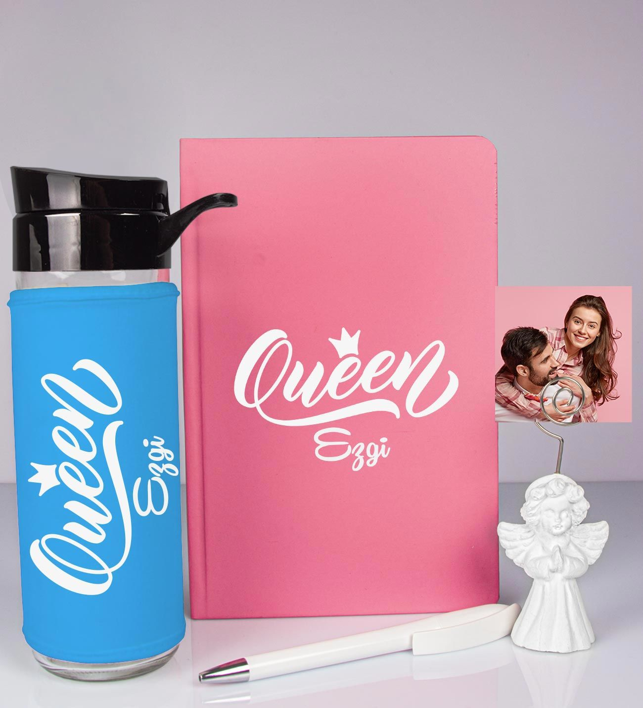 Kişiye Özel Defter Kalem Matara Ve Fotoğraflı Notluk Hediye Seti
