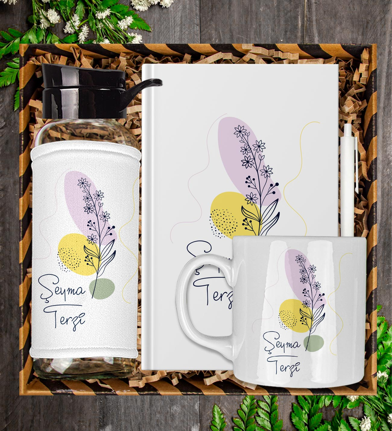 Kişiye Özel Tasarım Defter Kalem Matara Ve Kupa Hediye Seti