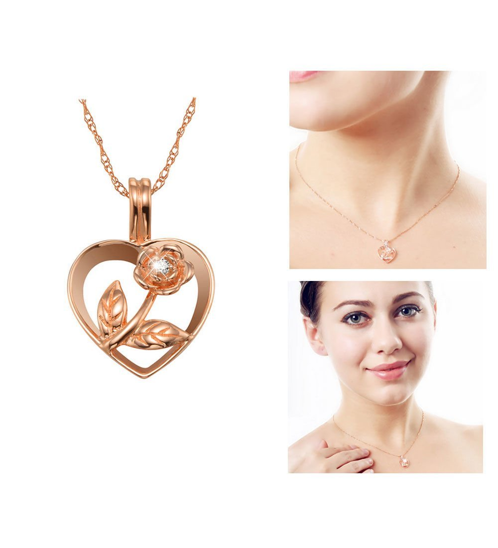 Gümüş Kalpten Gül Rose Kolye