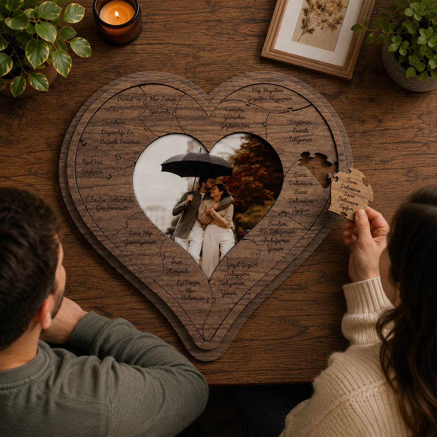 Kişiye Özel Fotoğraflı Seni Sevmem İçin 12 Neden Kalp Puzzle 114988